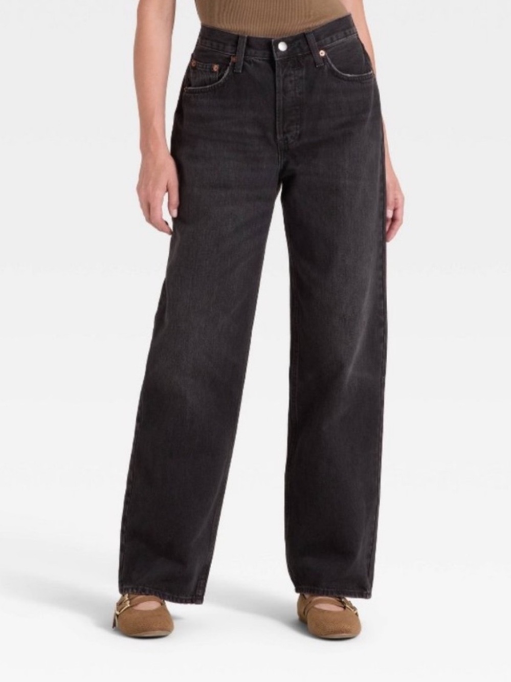 🆕 Universal Thread Mid Rise 90s Baggy  Women's Denim Jeans in Washed Black - 14